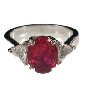 Silver  Plated Cocktail Ring Red Sizes 5 8 Christmas gift